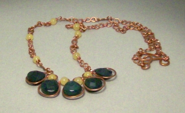 Moss Agate and Honey Stone Necklace